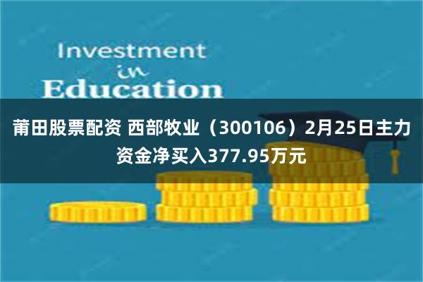 莆田股票配资 西部牧业（300106）2月25日主力资金净买入377.95万元