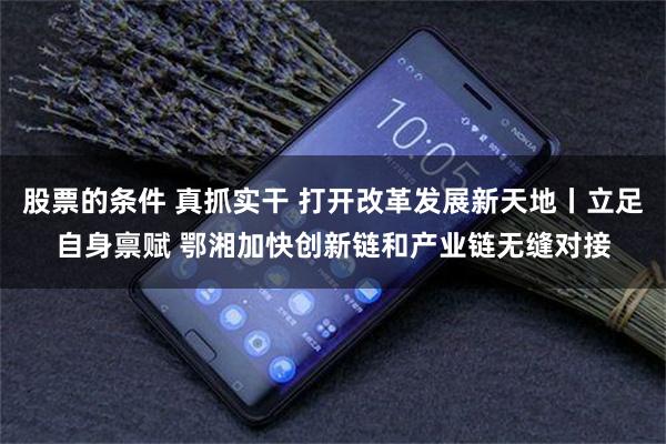 股票的条件 真抓实干 打开改革发展新天地丨立足自身禀赋 鄂湘加快创新链和产业链无缝对接