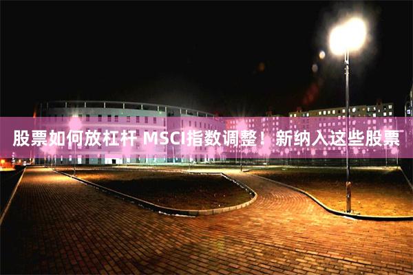 股票如何放杠杆 MSCI指数调整！新纳入这些股票